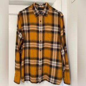 Banana Republic Men’s Mustard and Black Plaid Shirt